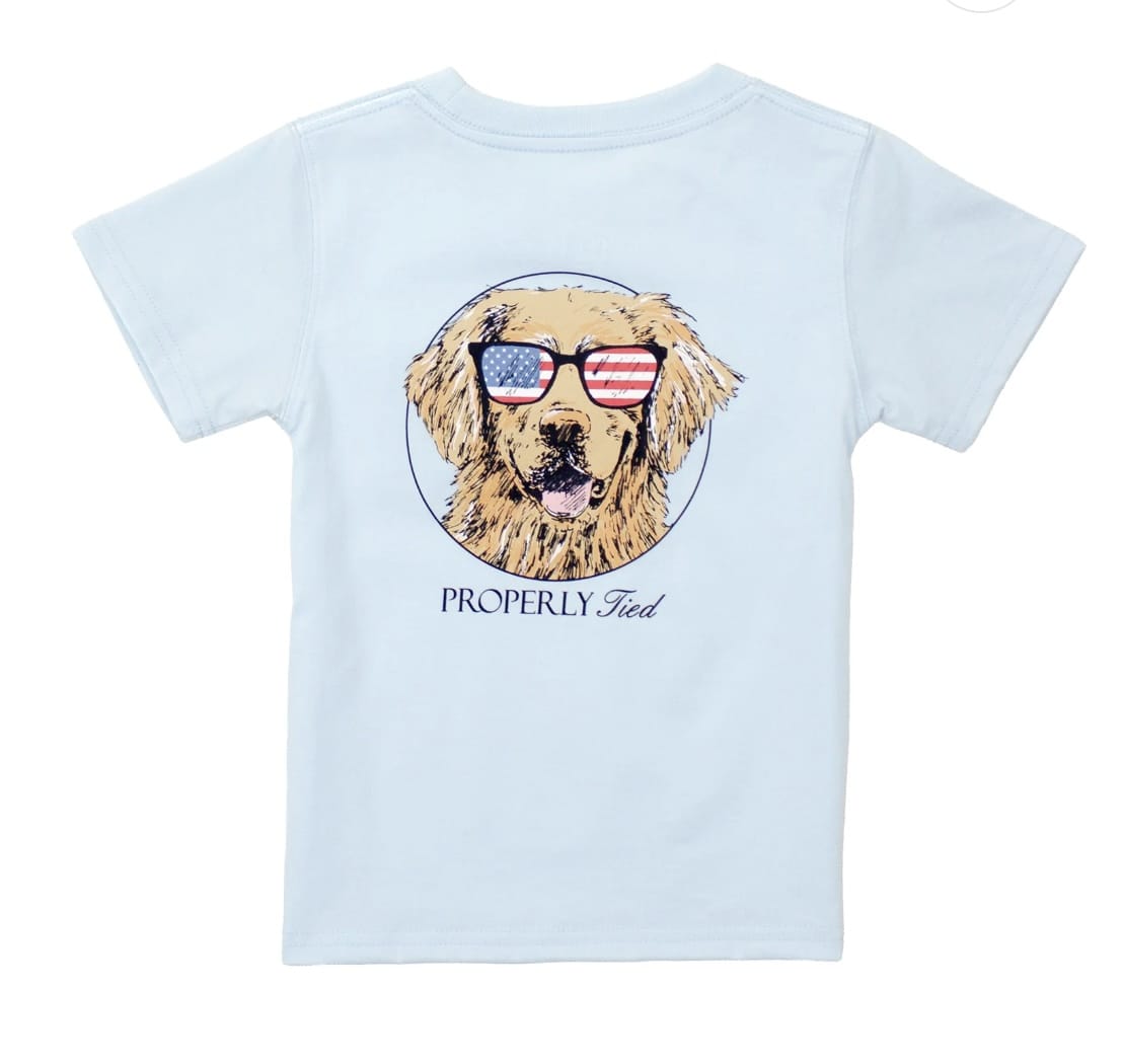 PROPERLY TIED Patriot Dog Ss Periwinkle