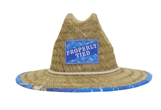 properly tied Boys Cabo Straw Hat Marlin