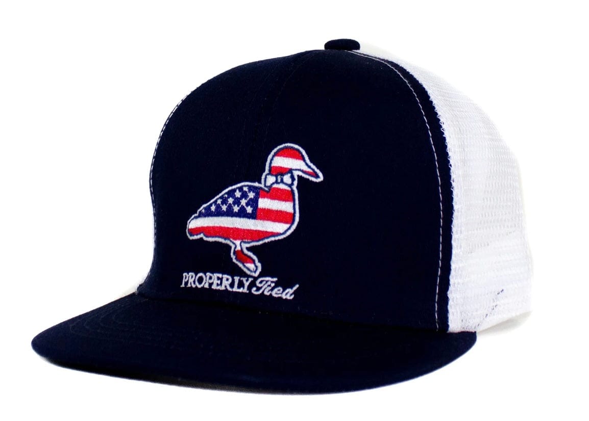properly tied Boys Trucker Hat Americana Logo
