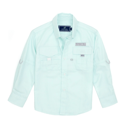 properly tied Boys Performance Fishing Shirt