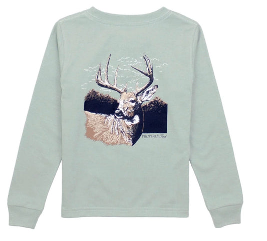 Properly Tied Boys Buck LS Sage T-shirt