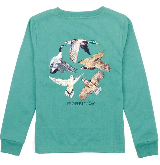 Properly Tied Boys Flock LS Teal T shirt