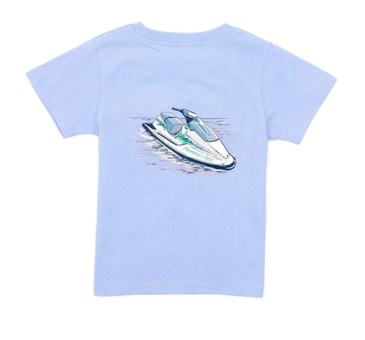 properly tied Boys Jet Ski SS Light Blue