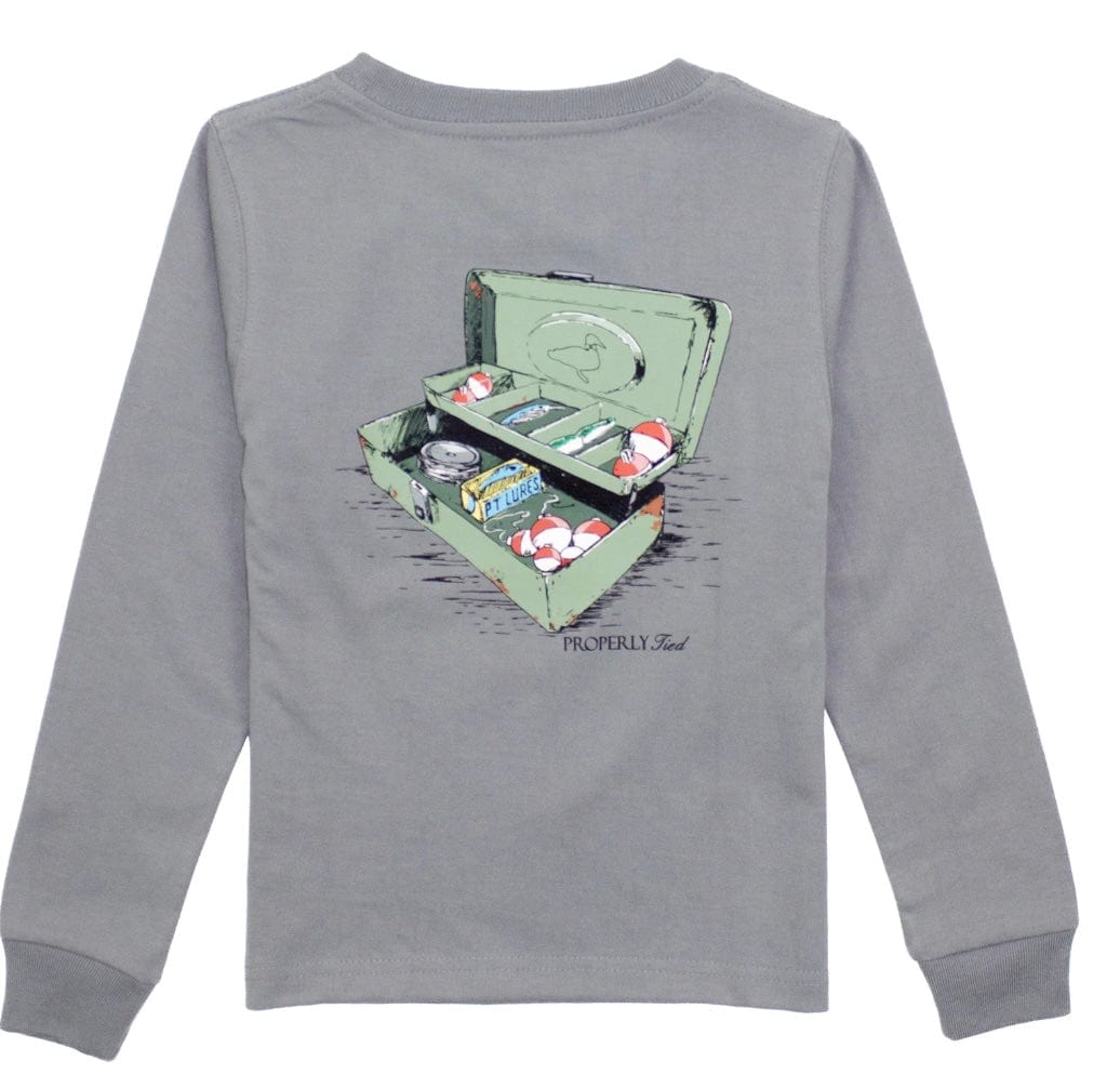Properly Tied Boys Tackle Box LS Battleship Grey