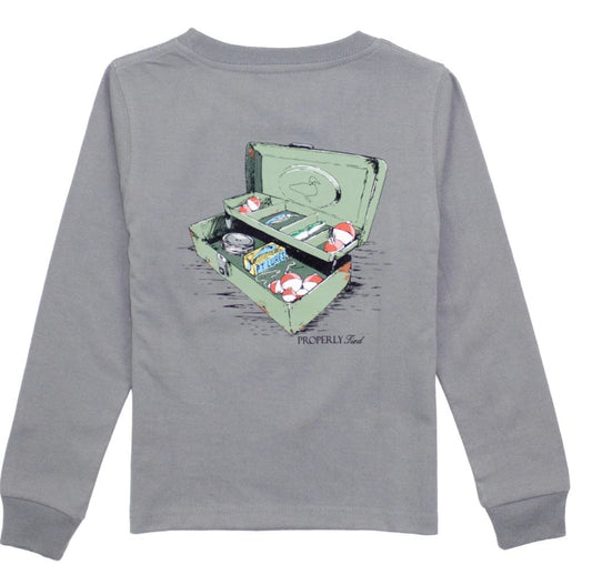 Properly Tied Boys Tackle Box LS Battleship Grey