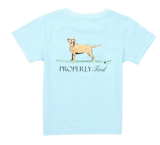 properly tied Boys Waverider SS Powder Blue T-shirt