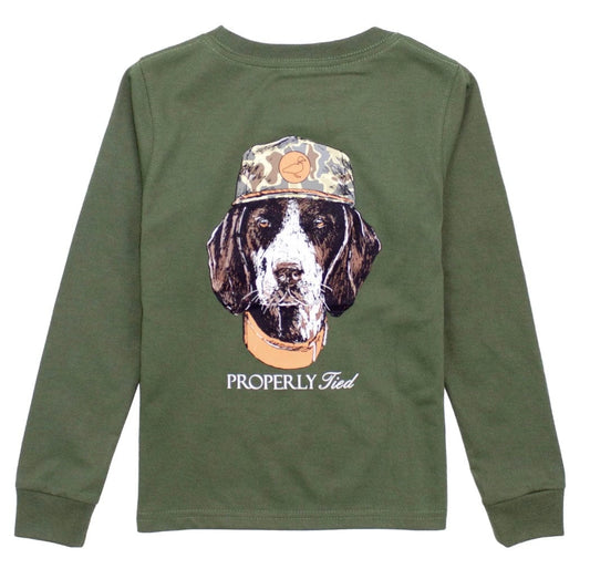 Properly Tied Boys Man's Best Friend LS Olive