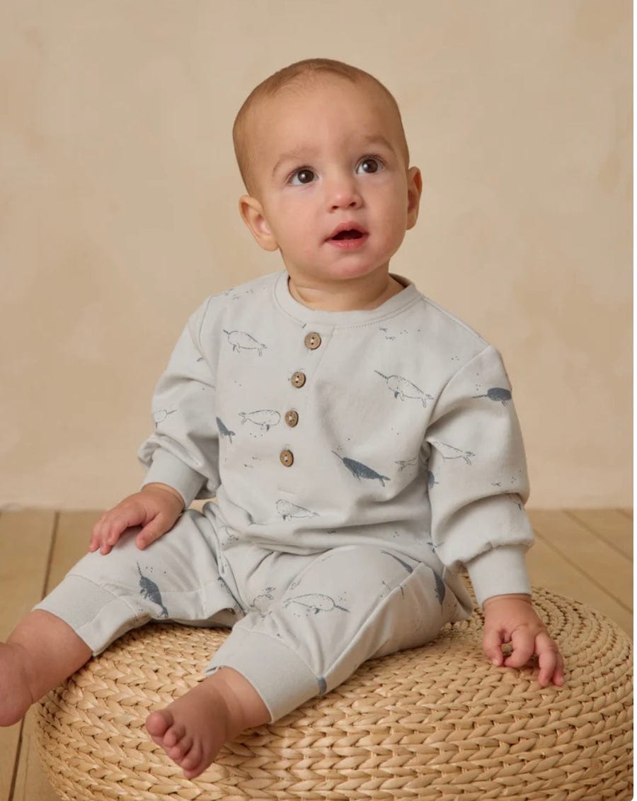 Quincy RELAXED FLEECE JUMPSUIT NARWHALS