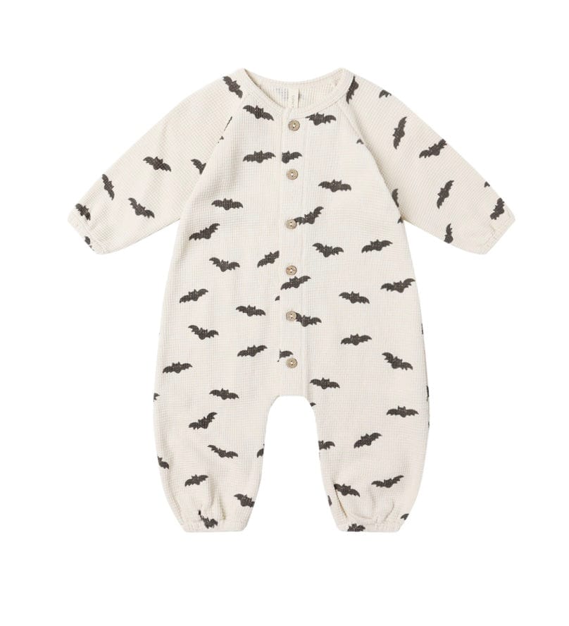 Quincy Mae WAFFLE LONG SLEEVE JUMPSUIT BATS