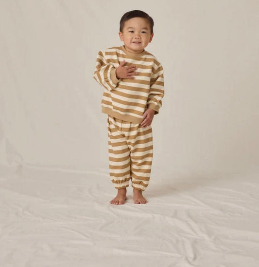 Quincy Mae CREW SWEATSHIRT  GOLD STRIPE