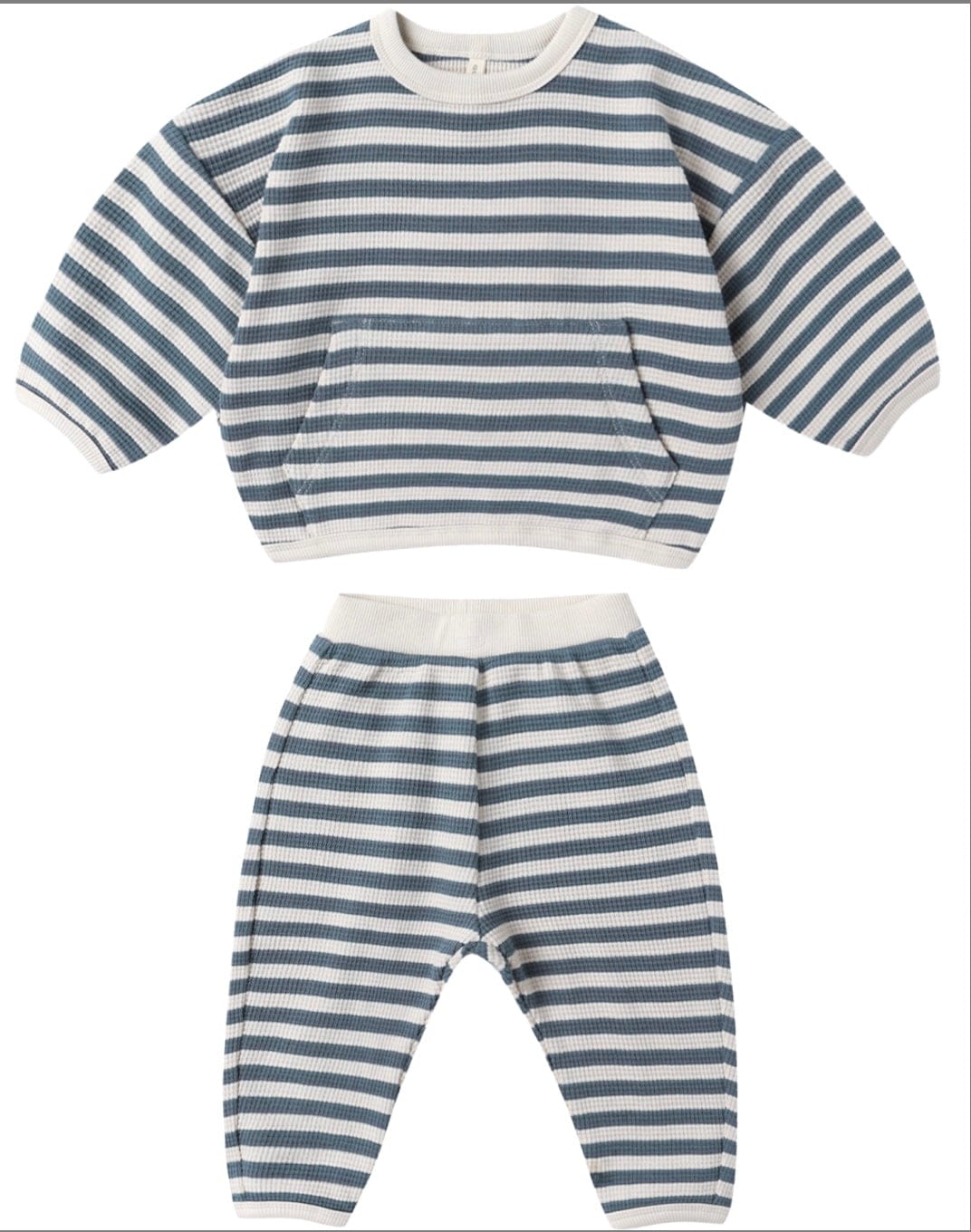 Quincy Mae WAFFLE SLOUCH SET OCEAN STRIPE
