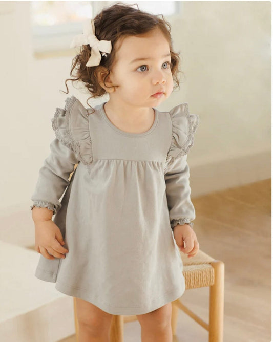 Quincy Mae Quincy Mae Flutter Dress Steel Blue