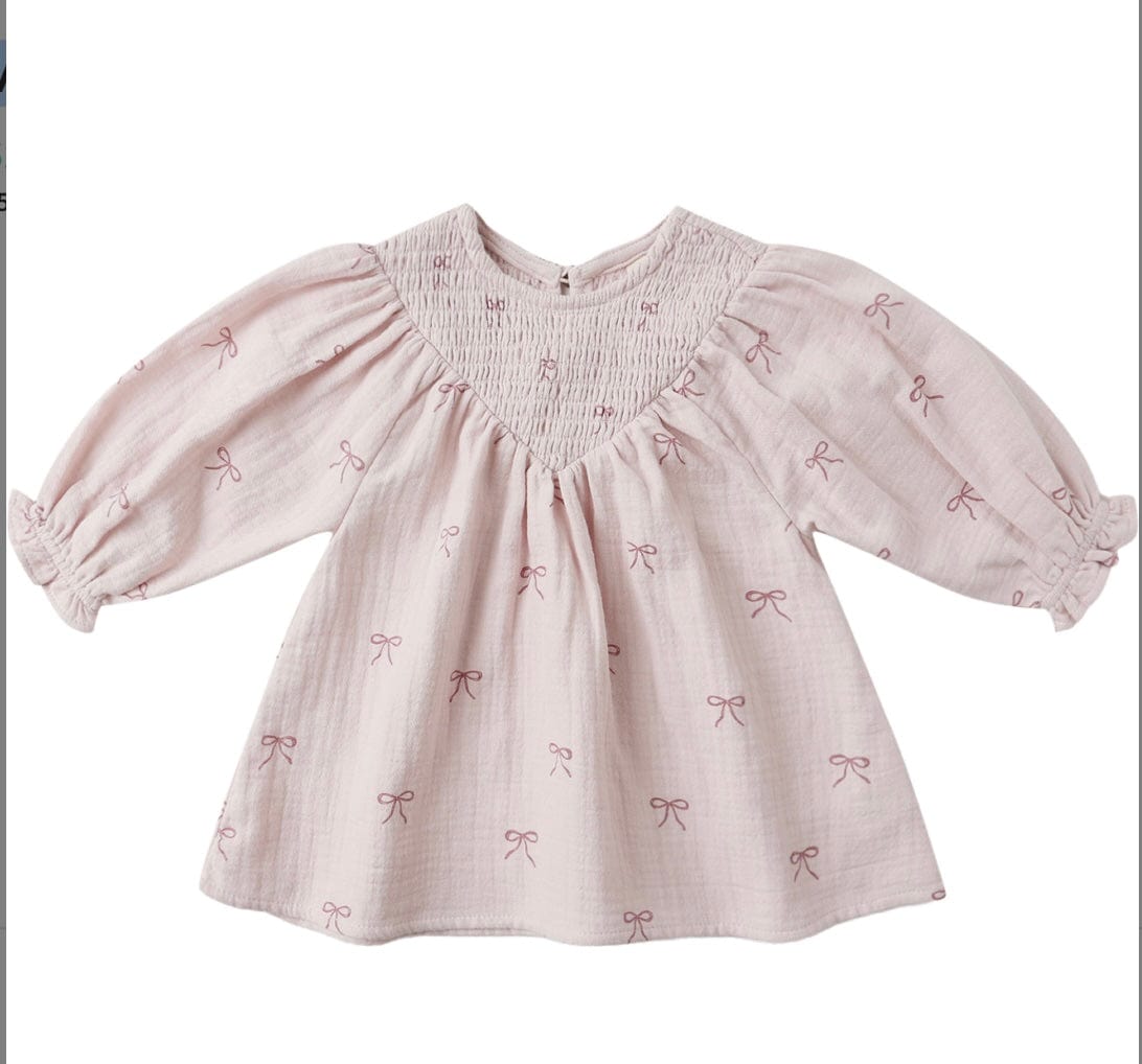 Quincy Mae V SMOCKED DRESS BOWS