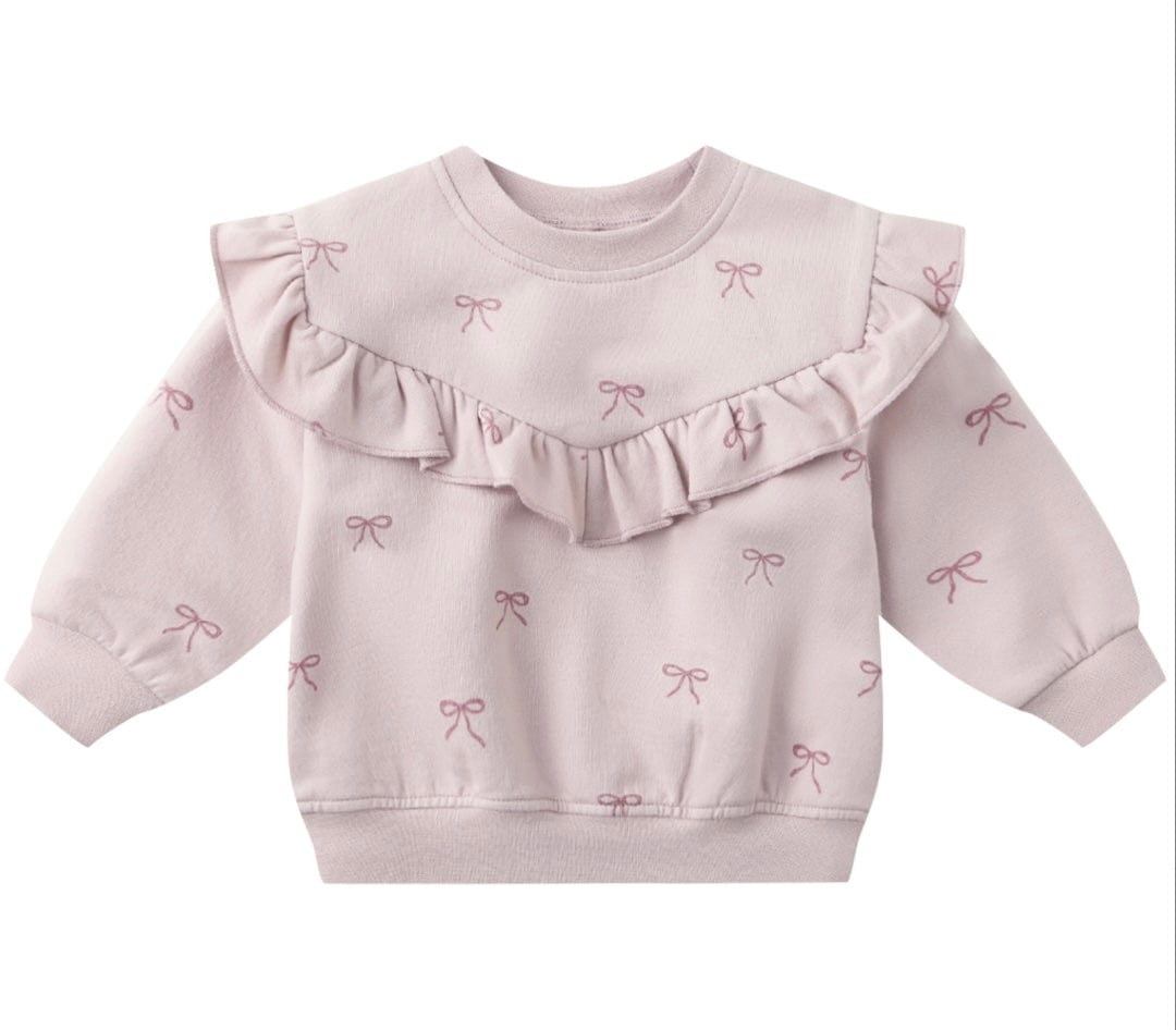 Quincy Mae RUFFLE FLEECE SWEATSHIRT BOWS