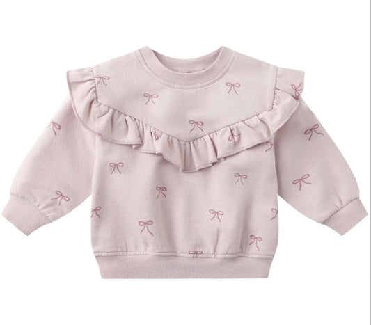 Quincy Mae RUFFLE FLEECE SWEATSHIRT BOWS
