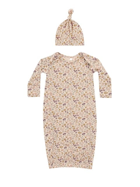 Quincy Mae Quincy Mae BAMBOO BABY GOWN HAT SET POSY