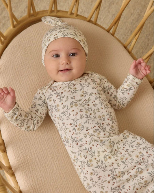 Quincy Mae Quincy Mae  Bamboo Baby Gown & Hat Set  Woodland