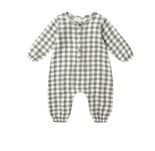 Quincy Mae WOVEN JUMPSUIT FOREST CHECK