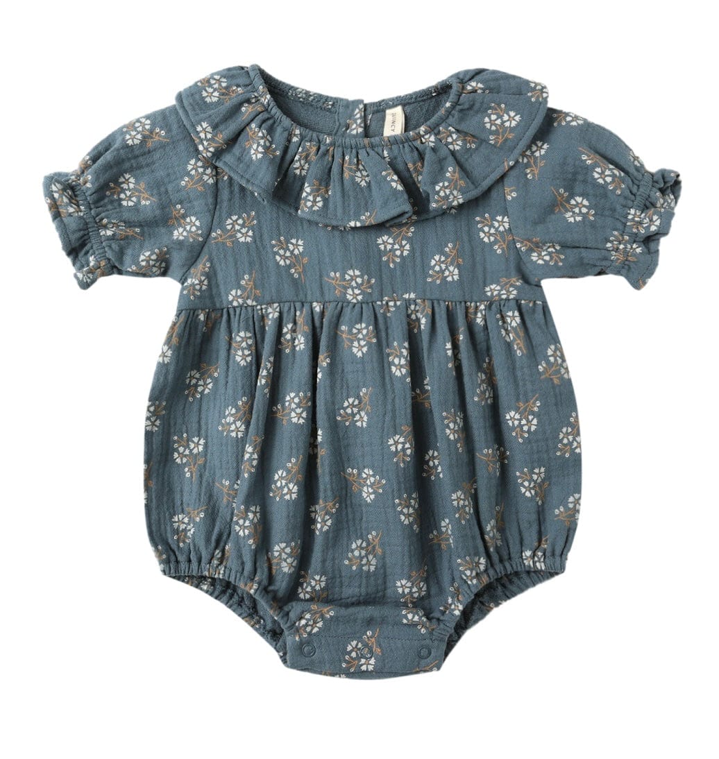 Quincy Mae COLLARED ROMPER BLUE FLORAL