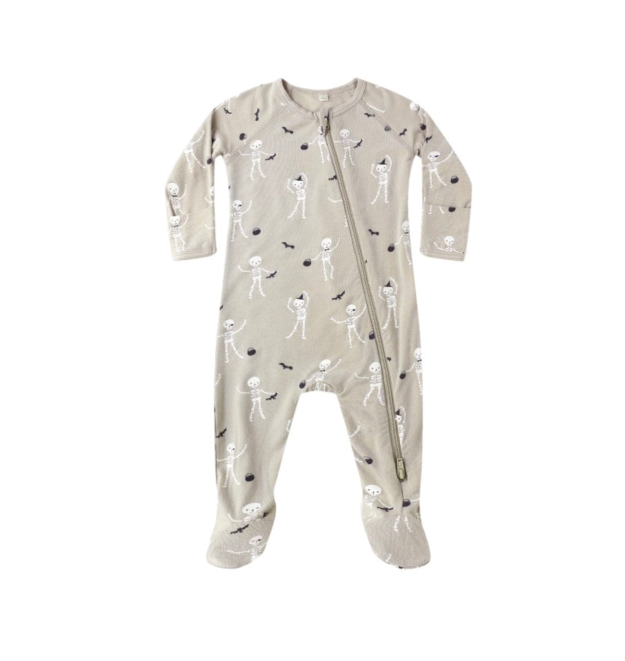 Quincy Mae BAMBOO ZIP FOOTIE SKELETONS