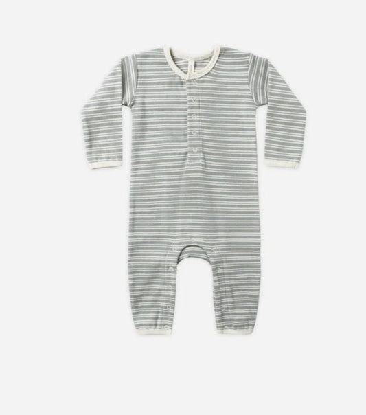 Quincy Mae Quincy Mae Jumpsuit Steel Blue Micro Stripe