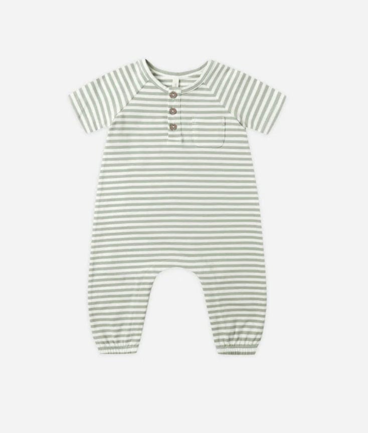 Quincy Mae Short Sleeve Jumpsuit Fern Stripe