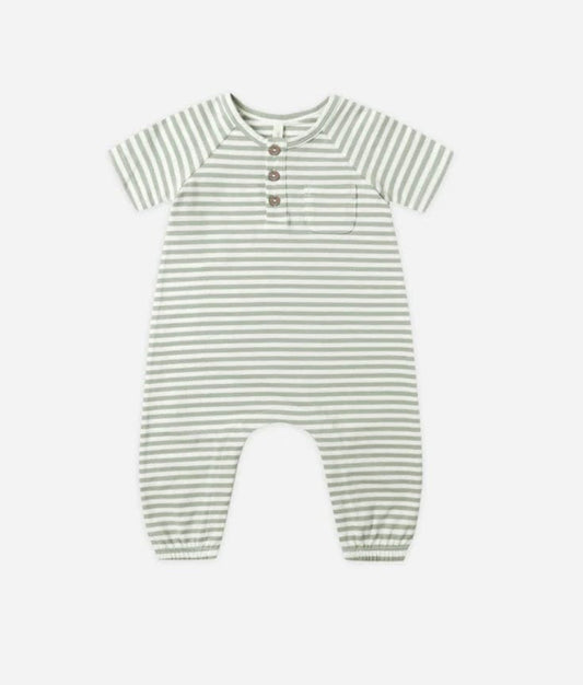 Quincy Mae Short Sleeve Jumpsuit Fern Stripe