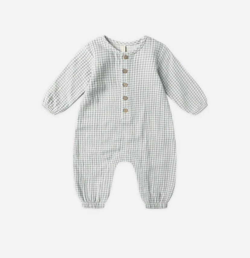 Quincy Mae Woven Jumpsuit Blue Gingham