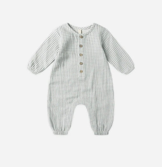Quincy Mae Woven Jumpsuit Blue Gingham