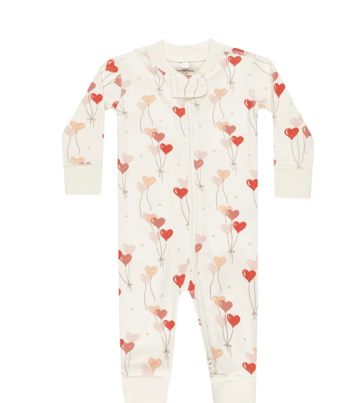 Quincy Mae ZIP LONG SLEEVE SLEEPER HEART BALLOONS
