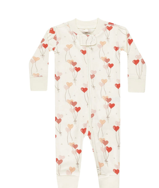 Quincy Mae ZIP LONG SLEEVE SLEEPER  HEART BALLOONS