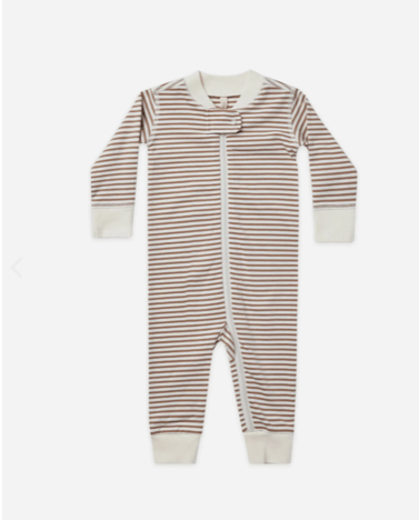 Quincy Mae Zip Long Sleeve Sleeper Cocoa Strip