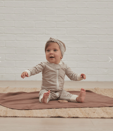 Quincy Mae Zip Long Sleeve Sleeper Cocoa Strip