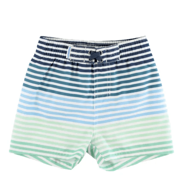 Ruffle Butts Coastal Stripe Swim Trunks