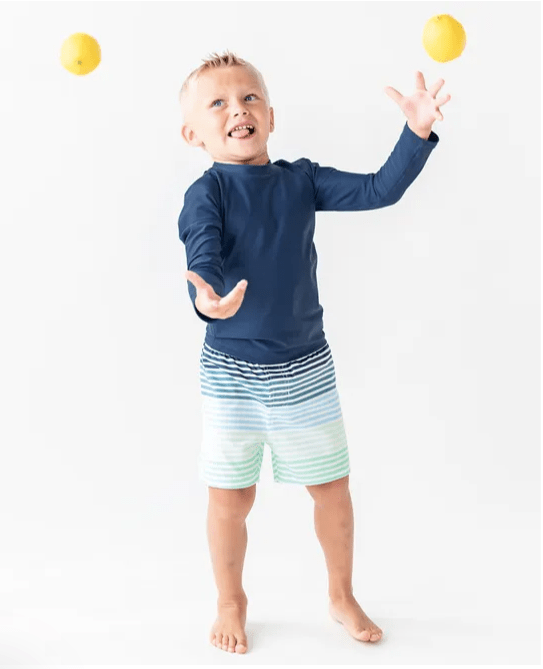 Ruffle Butts Coastal Stripe Swim Trunks