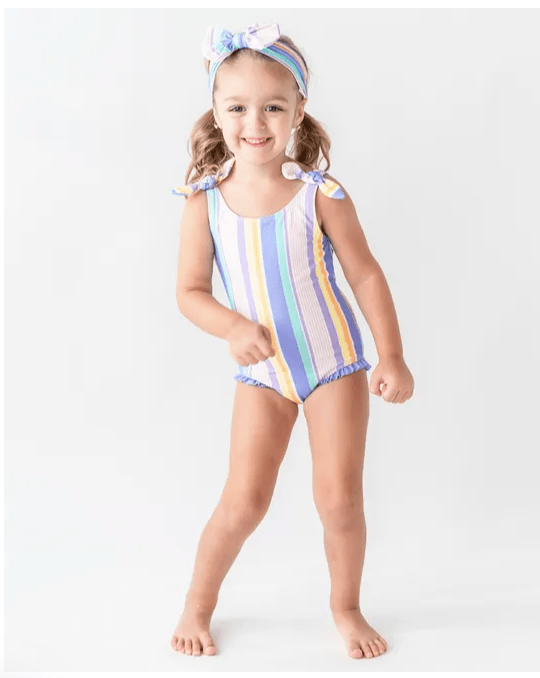 Ruffle Butts Default Swim Bow Rainbow Headband