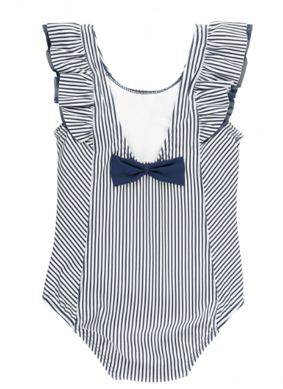 Ruffle Butts Navy Strip Waterfall One Piece