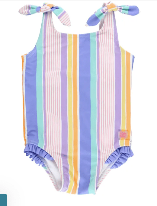 Ruffle Butts Rainbow Lane Stripe Tie Shoulder One Piece