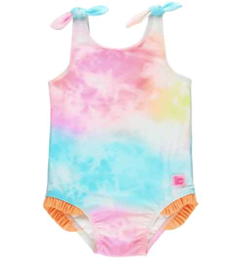 Ruffle Butts Ruffle Butts-SS-23-Rainbow Tie Dye Tie Shoulder One Piece