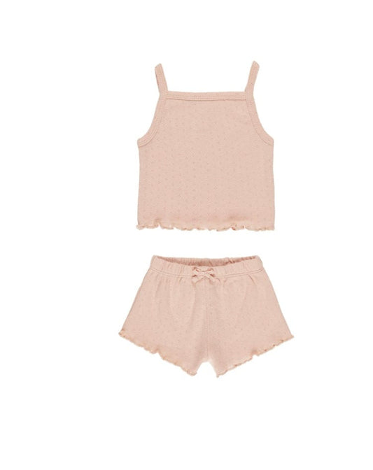 Rylee & Cru POINTELLE TANK + SHORTIE SET MELON