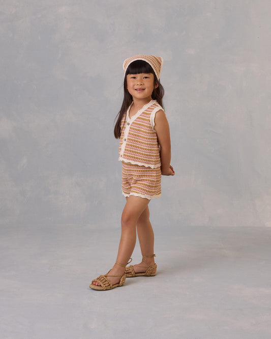 Rylee & Cru SCALLOP CROCHET SET PINK STRIPE