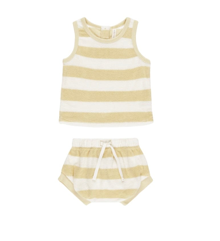 Rylee & Cru TERRY TANK SHORT SET YELLOW STRIPE