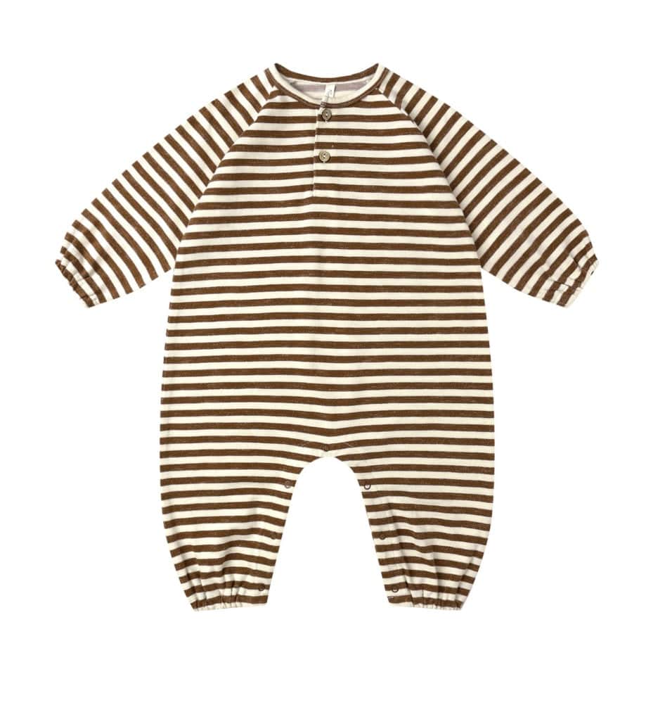 Rylee & Cru HENLEY JUMPSUIT BROWN STRIPE