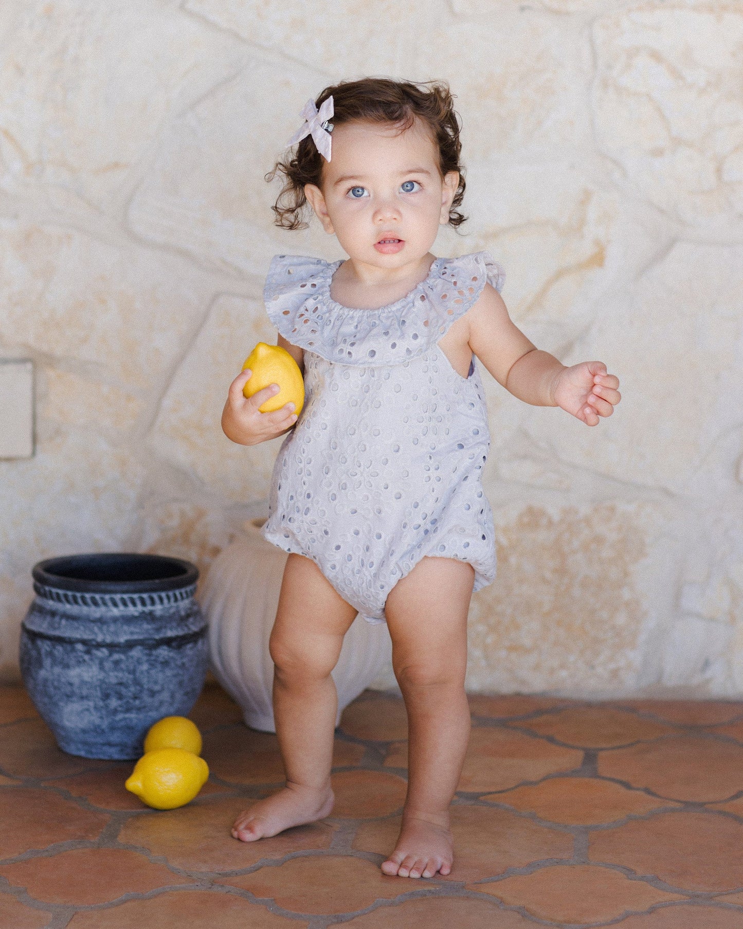 Rylee & Cru MYLA ROMPER LIGHT BLUE
