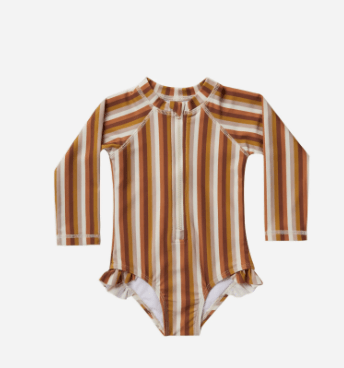 Rylee + Cru Inc. Rashguard One-Piece Multi-Stripe