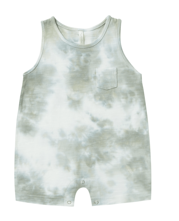 Rylee + Cru Inc. Sleeveless Aqua Tie Dye Romper