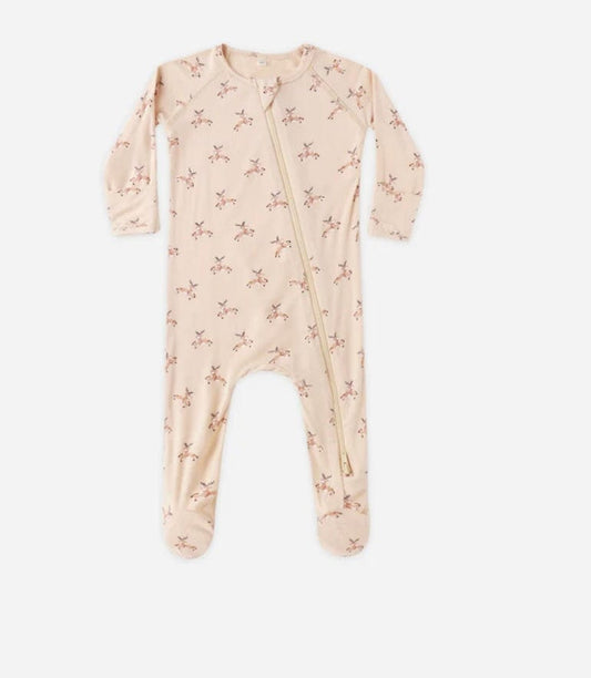 Rylee & Cru BAMBOO ZIP FOOTIE REINDEER