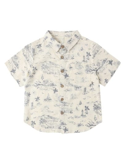 RYLEE + CRU LLC Rylee + Cru Llc Boys Boys-tops Collared Short Sleeve Shirt Ocean Toile