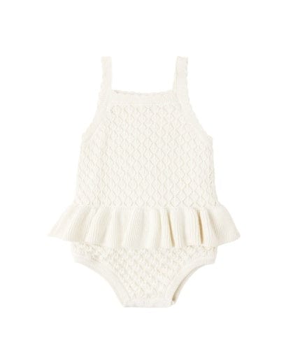 RYLEE + CRU LLC Rylee + Cru Llc Girls Girls-bubbles Crochet Ruffle Romper Natural