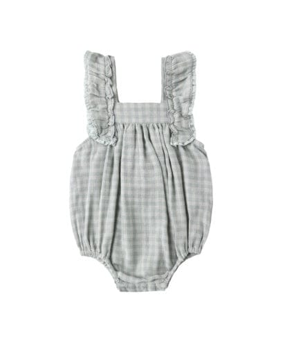 RYLEE + CRU LLC Rylee + Cru Llc Girls Girls-bubbles Maya Romper Green Gingham